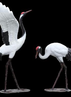 户外彷真仙鹤雕塑水景庭院花园林造景观装饰玻璃纤维小品丹顶鹤摆