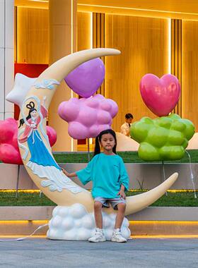 户外发光仿真云朵彩虹雕塑玻璃钢园林景观售楼部公园庭院草坪摆件