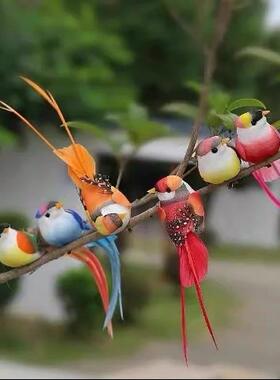 仿真小鸟喜鹊摆件鸟饰品假山墙壁