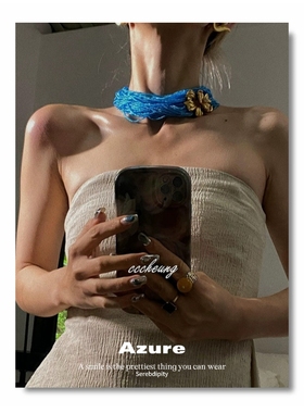 西洋中古首饰珍珠项链小米珠叠戴款海蓝宝串珠夸张重工腰链配饰