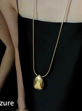 北欧出口极简个性复古夸张小众金属设计气质大水滴吊坠长款项链女