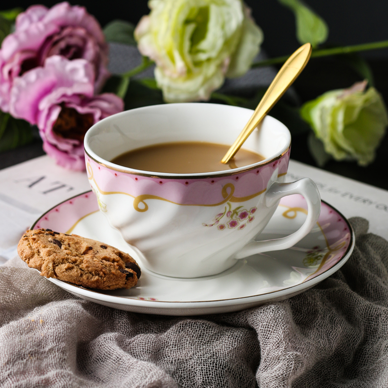 英式轻奢陶瓷咖啡杯欧式小奢华咖啡杯碟套装家用下午茶花茶杯子勺 - 图2