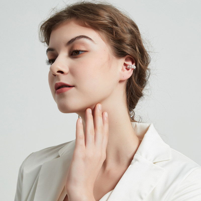 奥米迪奥淡水珍珠女设计圈圈小耳环 aomidior耳夹