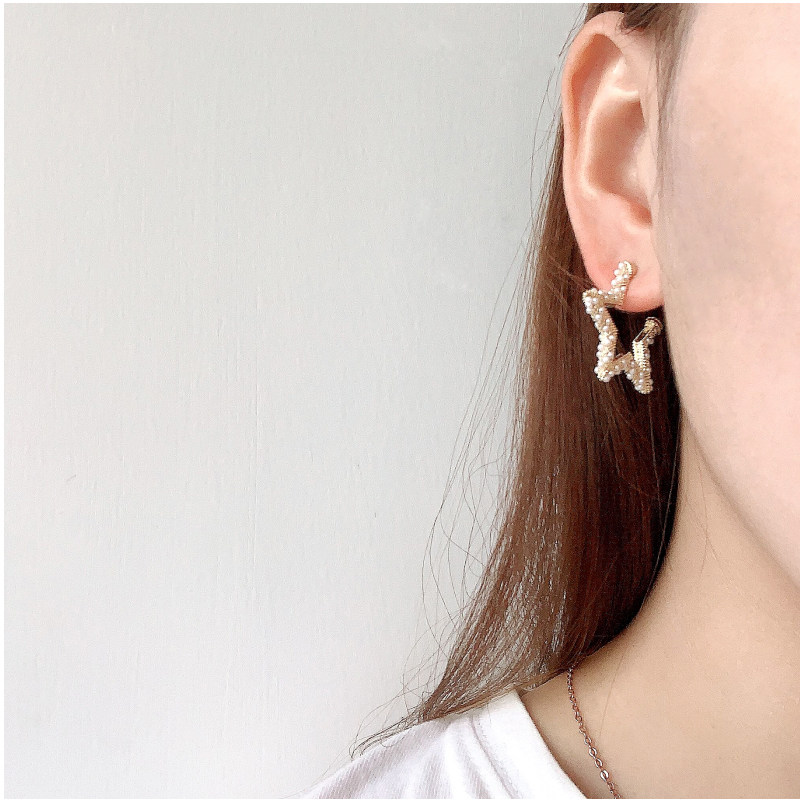 奥米迪奥星星镶嵌小米珠开口女耳环 aomidior耳环