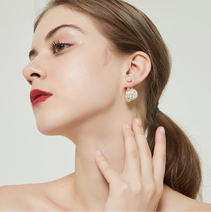 奥米迪奥前后款不对称珍珠星星耳钉 aomidior耳钉