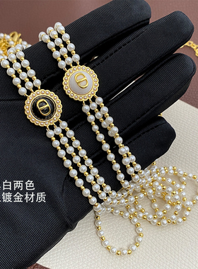 奥米迪奥CD三层珍珠纽扣项链新款
