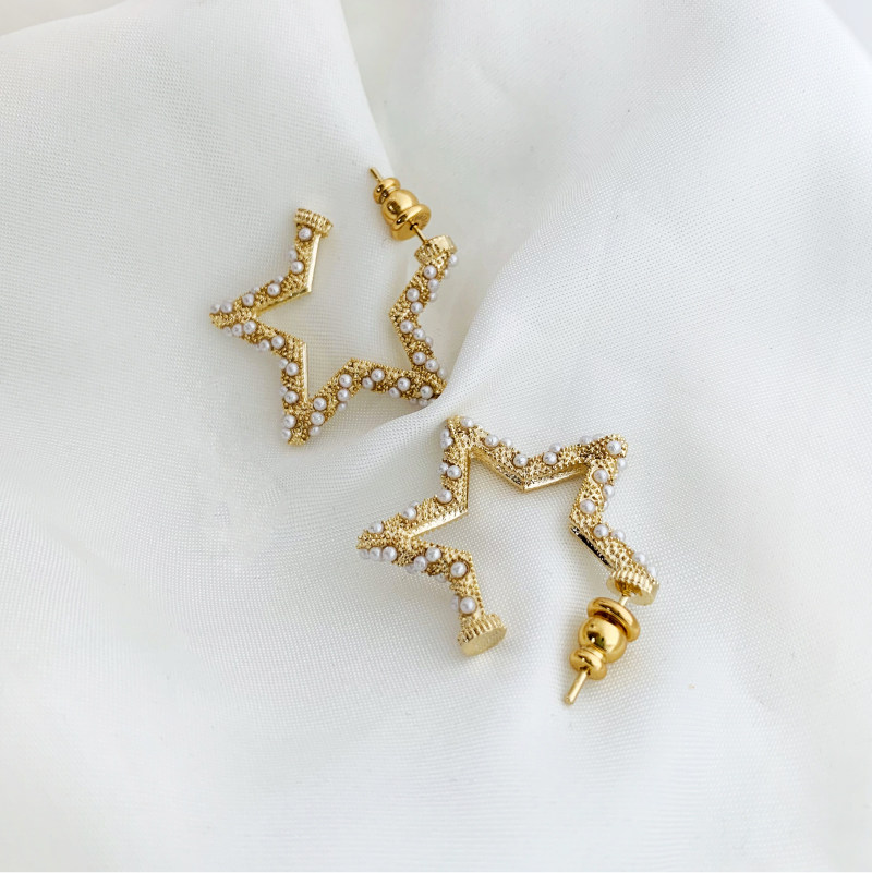 奥米迪奥星星镶嵌小米珠开口女耳环 aomidior耳环