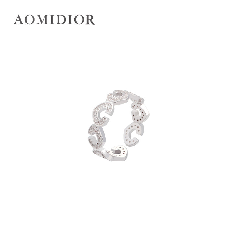 奥米迪奥心形女2021潮女我开口戒指 aomidior戒指/指环