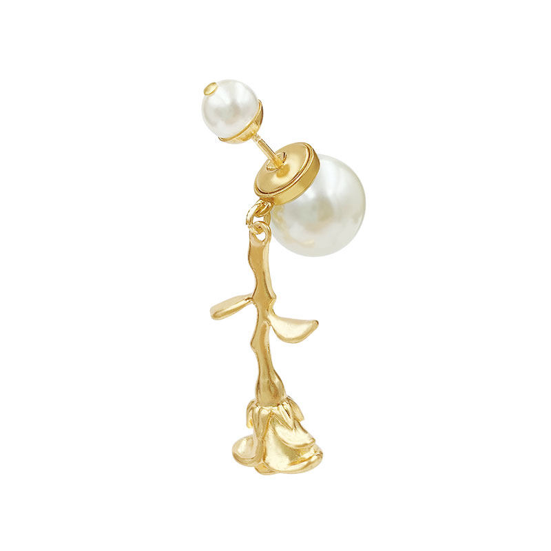 奥米迪奥玫瑰花朵前后大小珍珠耳钉 aomidior耳钉