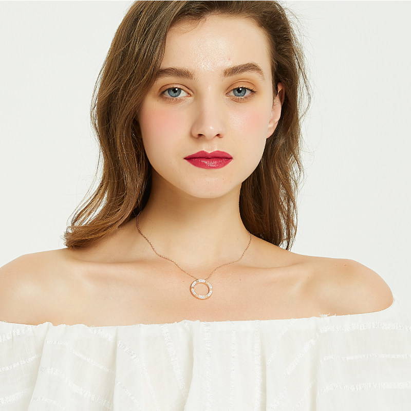 奥米迪奥潮满钻love双面女锁骨链 aomidior项链