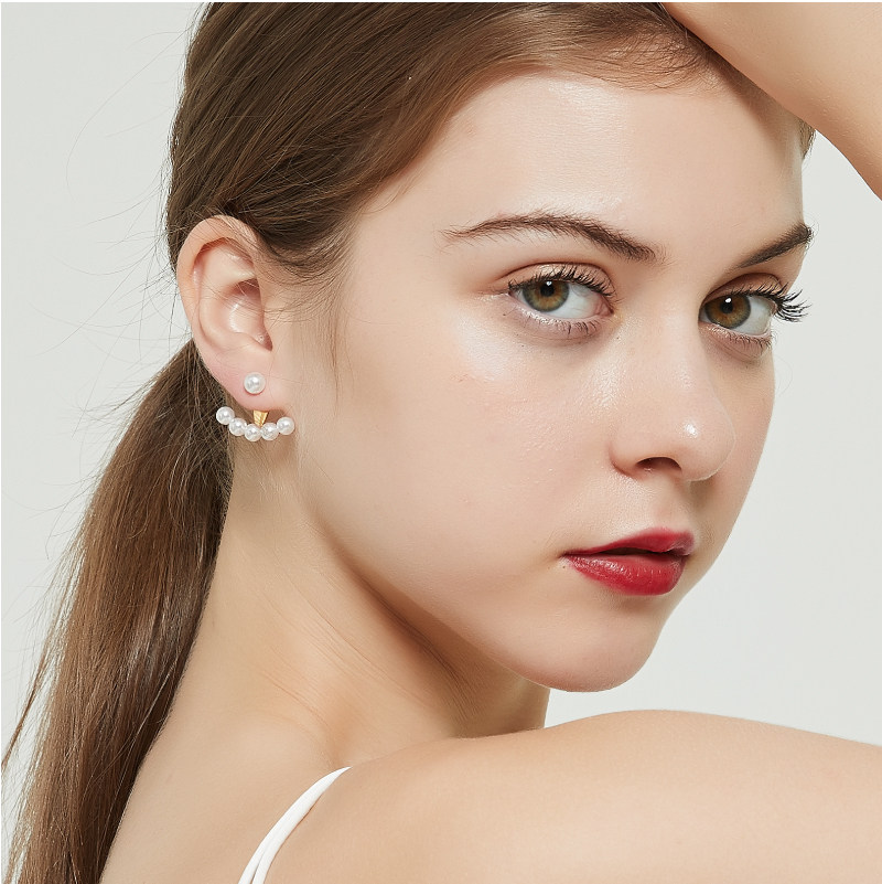 奥米迪奥扇形珍珠可调节两戴款耳钉 aomidior耳钉