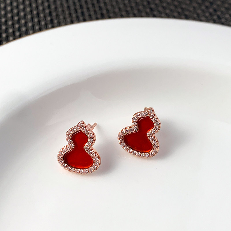 奥米迪奥虎年红葫芦2022新年女耳钉 aomidior耳钉