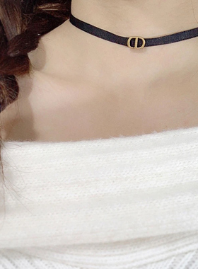 奥米迪奥字母丝带项链choker颈链