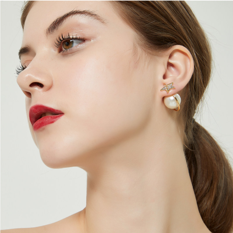 奥米迪奥前后款星星珍珠仪气质耳钉 aomidior耳钉