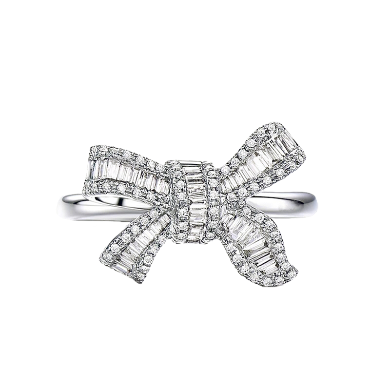 奥米迪奥女时尚个性蝴蝶结镶钻戒指 aomidior戒指/指环