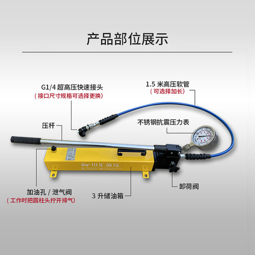 超高压手动液压油泵100/150/200/250/300/400MPA船用过盈采煤机-图0