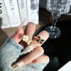 The script kills the past Liu Muchao's sweet souvenir black and white double ring cherry blossom and bow temperament ring gift