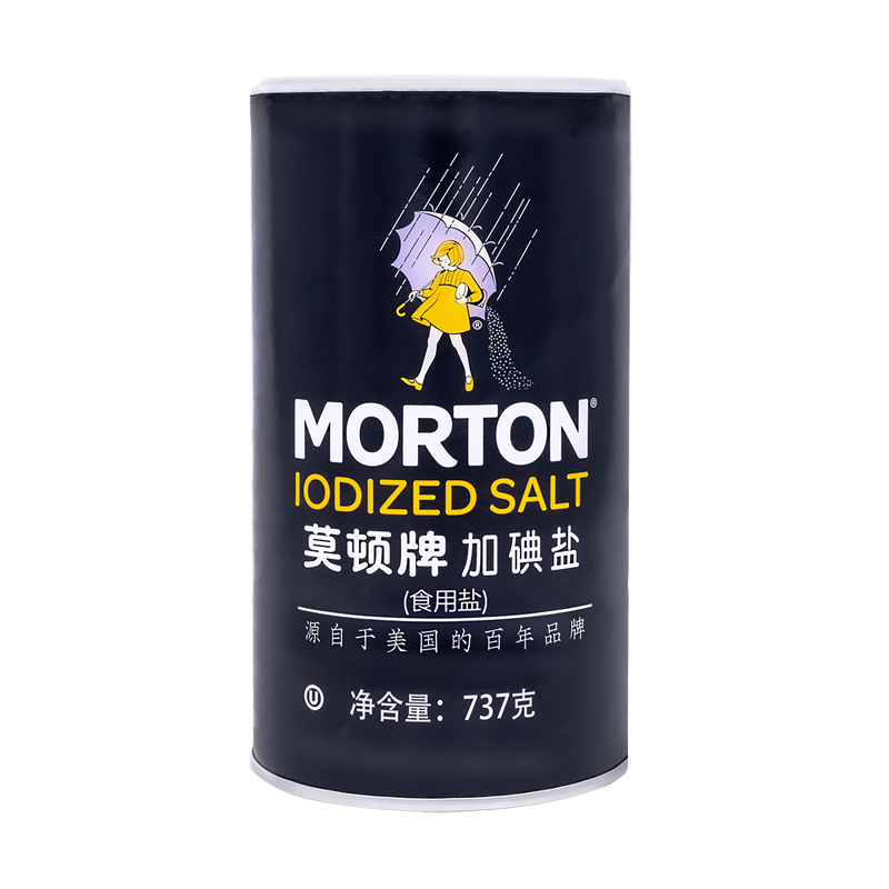 MORTON莫顿牌精制盐1罐737g含碘加碘盐井矿盐罐装食用细盐家用-图0