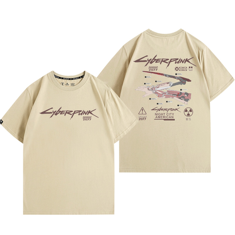 赛博朋克2077DLC往日之影V义肢螳螂刀游戏周边夏季男纯棉短袖T恤 - 图3