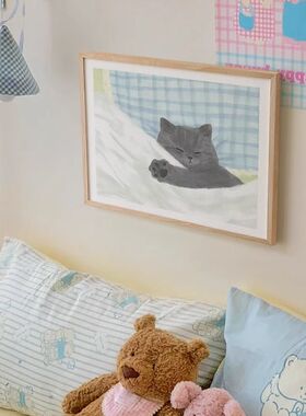 ins风卡通可爱猫狗挂画
