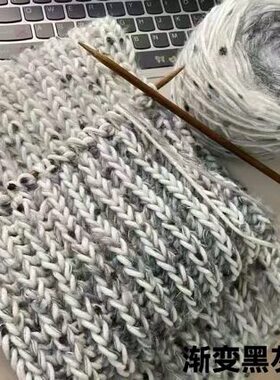 彩虹渐变围巾毛线手工diy