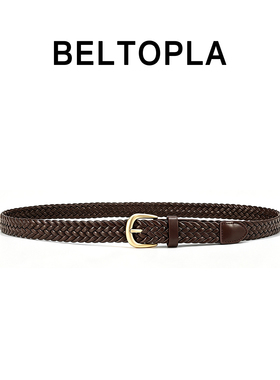 BELTOPLA编织免打孔电镀金扣腰带