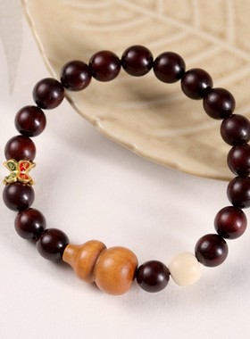 朱砂紫檀葫芦菩提玉石手串