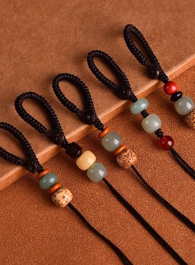 男女民族风星月菩提东陵玉钥匙扣