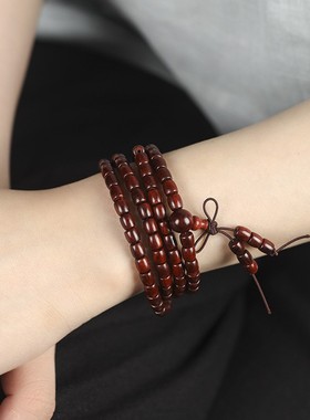 情侣紫檀桶珠108颗多圈手持手串