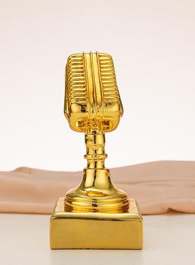 音乐奖杯蕞佳歌唱家艺术颁奖奖杯树脂工艺品电镀金色印字演讲表演