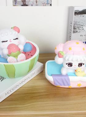 网红线条狗存钱罐桌面摆件女生创意儿童储蓄罐摔不坏生日礼品厂家