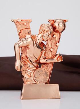 世界杯足球比赛奖杯 助攻王头球奖后卫电镀树脂球迷装饰 定制印字