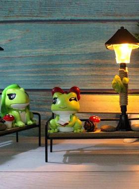 创意青蛙小夜灯铁艺小椅子时尚复古装饰摆件卡通学生儿童生日礼物