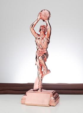 篮球MVP球员奖杯印字NBA创意个人奖杯 树脂电镀金银铜人物冠军杯
