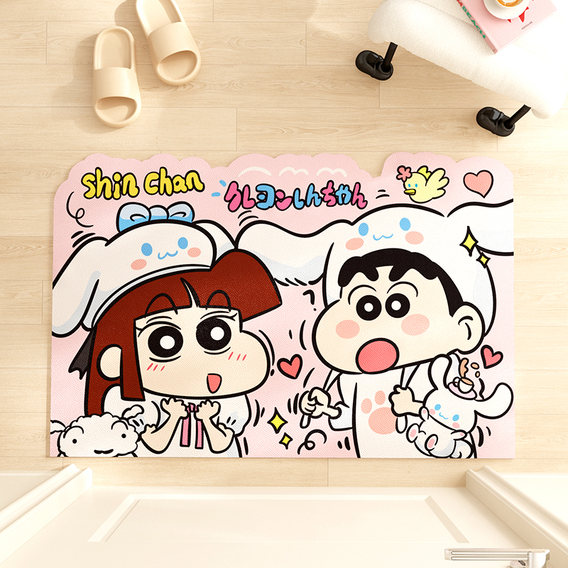 粉色可爱卡通入户门地垫进门门口脚垫玄关皮革pvc地毯可擦洗门垫 - 图0