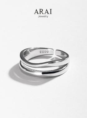 ARAI男女999足银欧美情侣戒指
