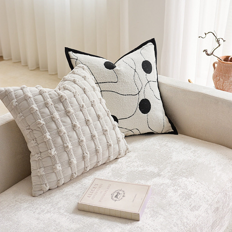 奶油泡泡格抱枕纯色客厅沙发靠枕样板间靠垫轻奢百搭感ins风,淘宝优惠券,粉丝福利购,淘宝优惠卷