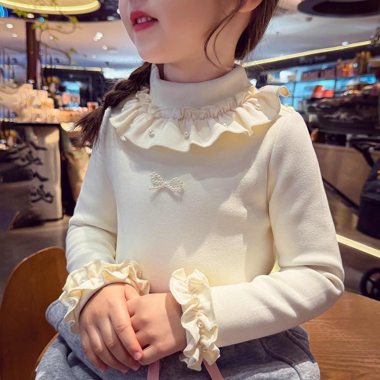 女童加绒打底衫中领小女孩冬装长袖上衣2025新款加厚保暖女宝T恤,淘宝优惠券,粉丝福利购,淘宝优惠卷