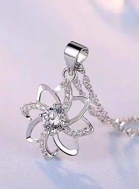 莫桑钻项链女纯18k白金吊坠锁骨