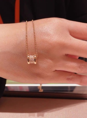 小蛮腰项链莫桑石吊坠白金情侣