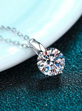 爆闪裸钻项链莫桑石白金大促