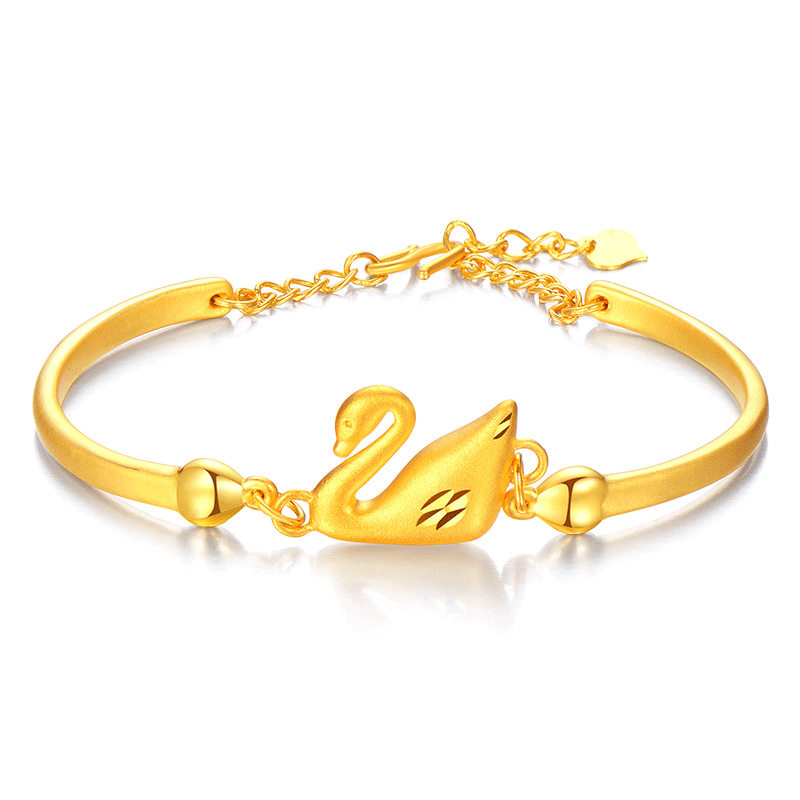 香港新款999足金小蛮腰天鹅3d手镯 九帅手链