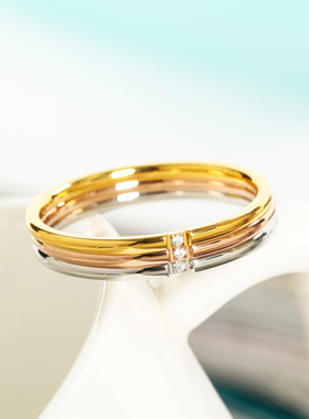 ins素圈设计18k玫瑰金小精致戒指