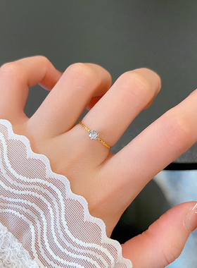 钛钢细圈四爪素圈戒指女款小众ins设计高级感精致时尚食指环尾戒