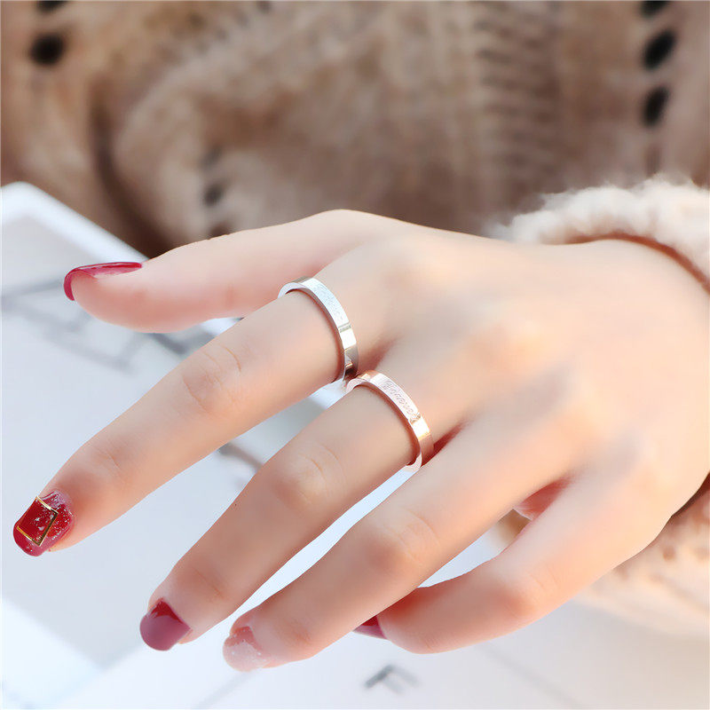 日式轻奢网红简约18k玫瑰金食对戒 梓妍戒指/指环