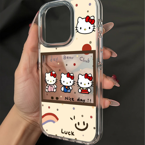 笑脸kt猫适用苹果17promax高透透明手机壳iPhone16pro/14plus/13/12/11/华为P70vivo小米15/14oppo防摔保护套 - 图0