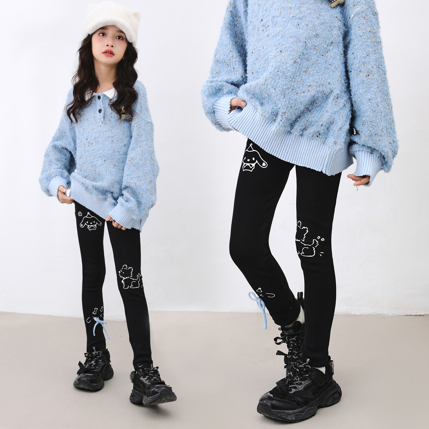 女童打底裤加绒加厚冬装2025新款中大童儿童黑色高弹力保暖裤子潮,淘宝优惠券,粉丝福利购,淘宝优惠卷