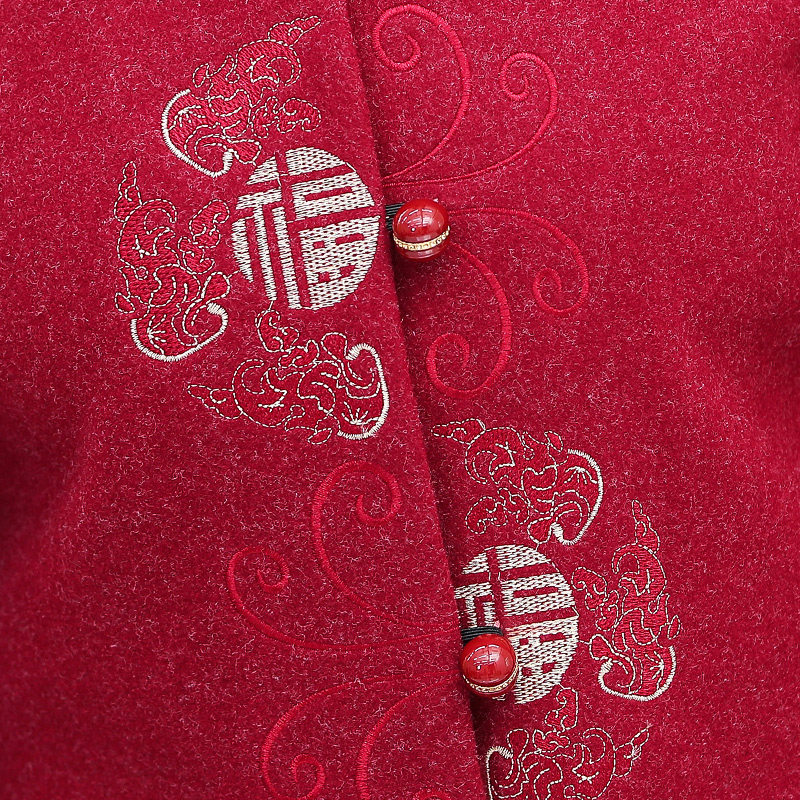 中老年人春秋外套奶奶过寿唐装毛呢 延禧中老年女装