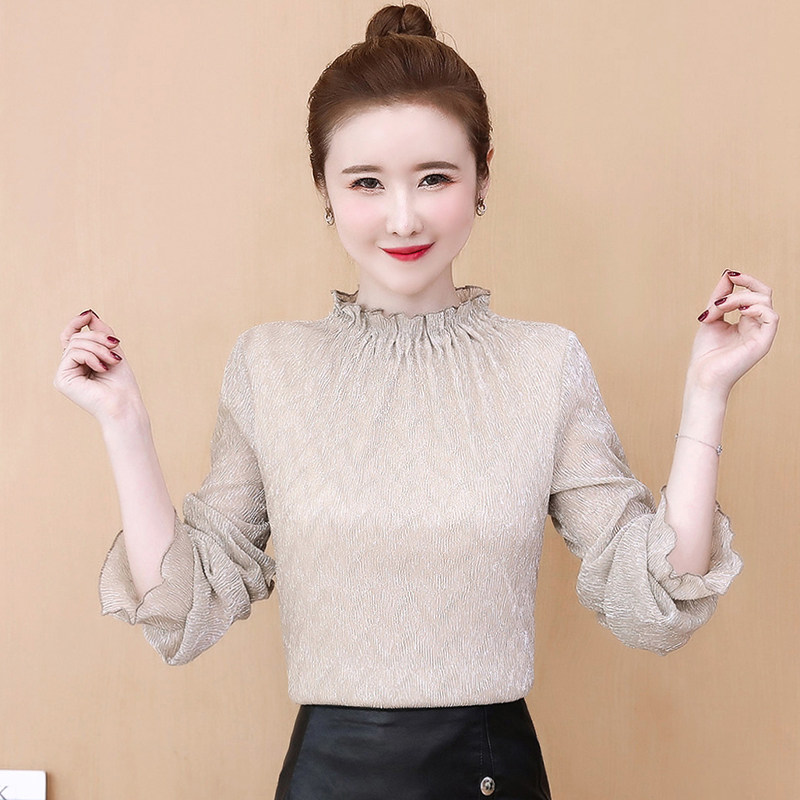 2020早秋新款时尚木耳长袖女雪纺衫 喜提娜蕾丝衫/雪纺衫