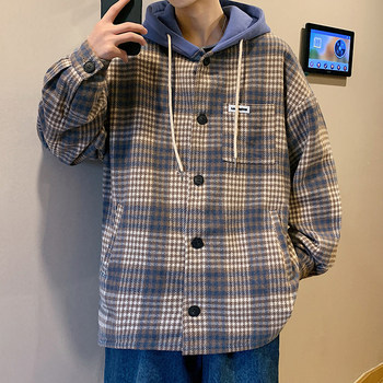 Xianqi HJ21476 retro plaid woolen hooded jacket ຜູ້ຊາຍຂອງພາກຮຽນ spring ແລະດູໃບໄມ້ລົ່ນວ່າງ casual ຂະຫນາດໃຫຍ່ຂະຫນາດ handsome jacket trendy